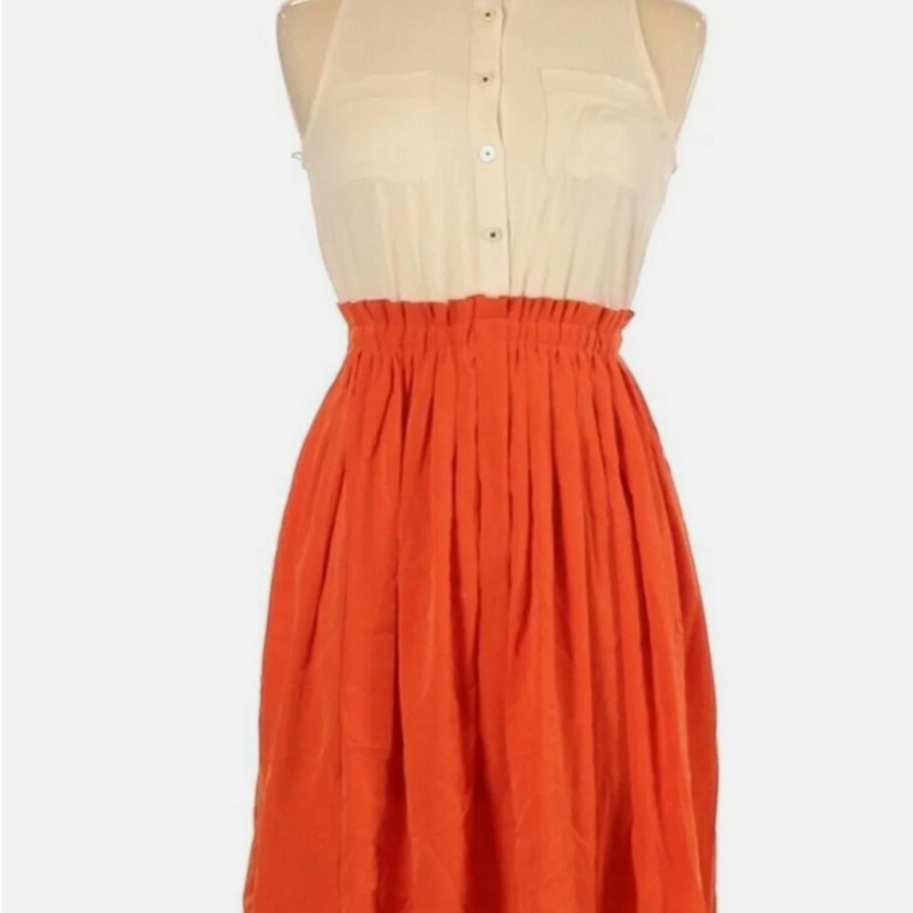 Anthropologie Postmark Ivory/Orange Colorblocked Shirt Dress Size 6 $128 NWT - Picture 4 of 8
